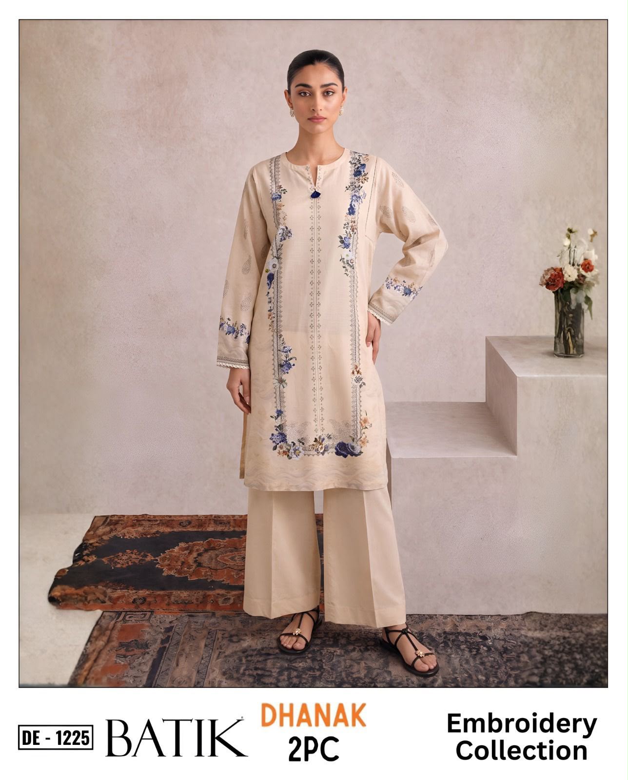 Dhanak embroidered luxury unstitched 2pc suit